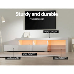 Artiss Entertainment Unit TV Cabinet LED 215cm White Caya Furniture > Living Room FURNI-Q-LED-TV215-WH-AB Online Furniture