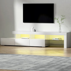 Artiss Entertainment Unit TV Cabinet LED 215cm White Caya Furniture > Living Room FURNI-Q-LED-TV215-WH-AB Online Furniture