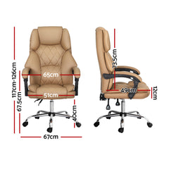 Artiss Executive Office Chair Leather Recliner Espresso Furniture > Bar Stools & Chairs OCHAIR-G-1051-BR Online Furniture