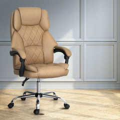 Artiss Executive Office Chair Leather Recliner Espresso Furniture > Bar Stools & Chairs OCHAIR-G-1051-BR Online Furniture