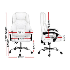 Artiss Executive Office Chair Leather Recliner White Furniture > Bar Stools & Chairs OCHAIR-G-1051-WH Online Furniture