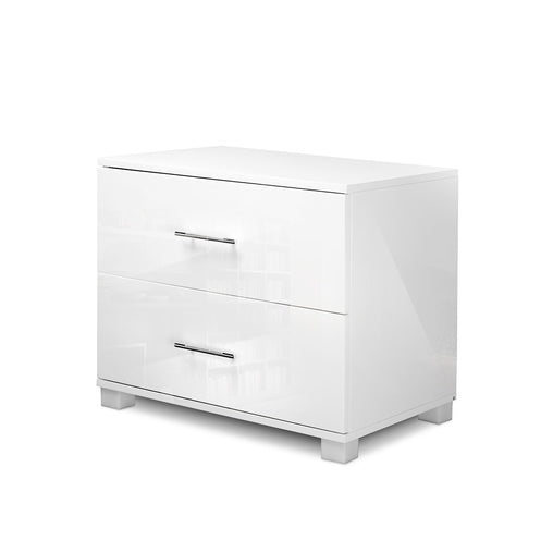 Artiss High Gloss Two Drawers Bedside Table - White Furniture > Bedroom FURNI-GLOSS-SIDE-WH Online Furniture