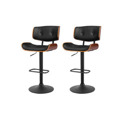 Artiss Kitchen Bar Stools Gas Lift Stool Chairs Swivel Barstool Leather Black x2 Furniture > Bar Stools & Chairs BA-TW-8045A-BKX2 Online Furniture