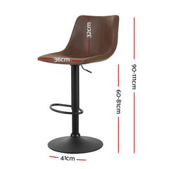 Artiss Kitchen Bar Stools Gas Lift Stool Chairs Swivel Barstools Vintage Fabric Furniture > Bar Stools & Chairs BA-K-0224-BRX2 Online Furniture