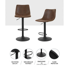 Artiss Kitchen Bar Stools Gas Lift Stool Chairs Swivel Barstools Vintage Fabric Furniture > Bar Stools & Chairs BA-K-0224-BRX2 Online Furniture