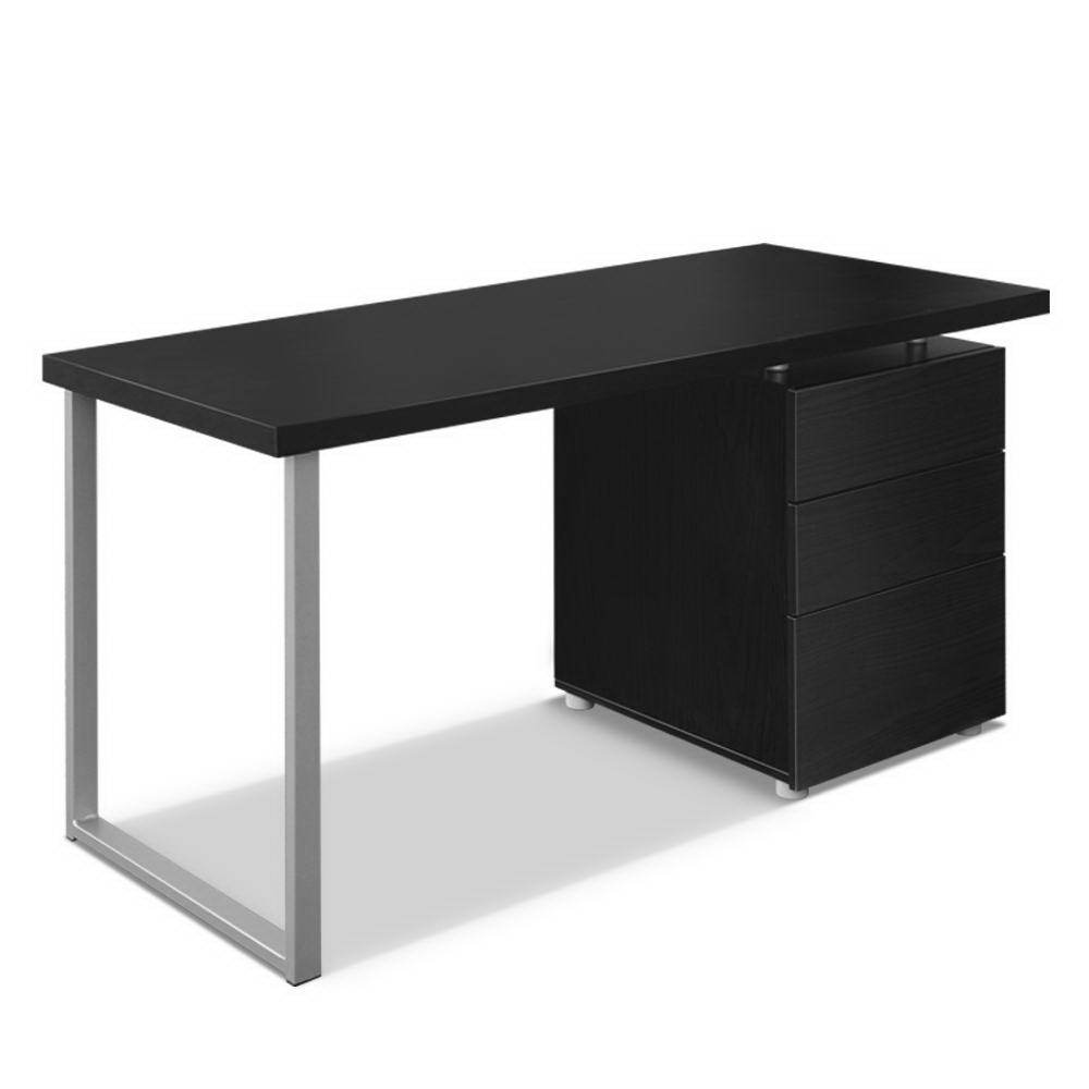 Artiss Metal Desk with 3 Drawers - Black - ozily