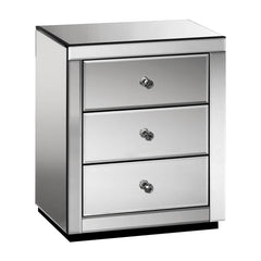 Artiss Mirrored Bedside table Drawers Furniture Mirror Glass Presia Smoky Grey Furniture > Bedroom MF-BT-7181-GY Online Furniture