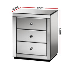 Artiss Mirrored Bedside table Drawers Furniture Mirror Glass Presia Smoky Grey Furniture > Bedroom MF-BT-7181-GY Online Furniture