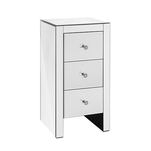 Artiss Mirrored Bedside table Drawers Furniture Mirror Glass Quenn Silver Furniture > Bedroom MF-BT-6464-SR Online Furniture