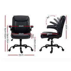 Artiss Office Chair Leather Computer Desk Chairs Executive Gaming Study Black Furniture > Office OCHAIR-G-7023-BK Online Furniture