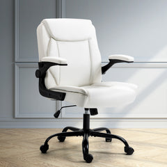 Artiss Office Chair Leather Computer Executive Chairs Gaming Study Desk White Furniture > Office OCHAIR-G-7023-WH Online Furniture