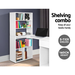 Artiss Office Computer Desk Student Study Table Home Workstation Corner Shelf Furniture > Office FURNI-O-DESK01-WH-AB Online Furniture