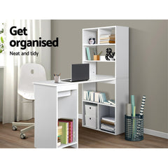 Artiss Office Computer Desk Student Study Table Home Workstation Corner Shelf Furniture > Office FURNI-O-DESK01-WH-AB Online Furniture