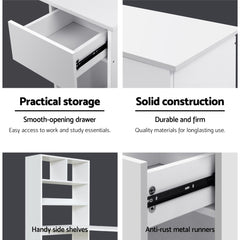 Artiss Office Computer Desk Student Study Table Home Workstation Corner Shelf Furniture > Office FURNI-O-DESK01-WH-AB Online Furniture