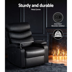 Artiss Recliner Chair Armchair Lounge Sofa Chairs Couch Leather Black Tray Table Furniture > Living Room RECLINER-A12-BK Online Furniture