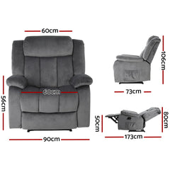 Artiss Recliner Chair Electric Massage Chair Velvet Lounge Sofa Heated Grey Furniture > Living Room RECLINER-A13-VEL-GY Online Furniture