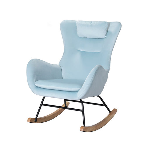 Artiss Rocking Chair Velvet Armchair Feeding Chair Blue Furniture > Bar Stools & Chairs UPHO-B-ROCK01-VEL-GN Online Furniture