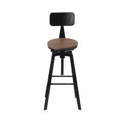 Artiss Rustic Industrial Style Metal Bar Stool - Black and Wood - ozily