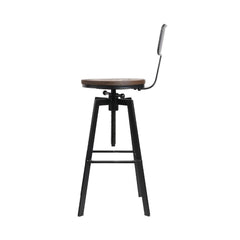 Artiss Rustic Industrial Style Metal Bar Stool - Black and Wood - ozily