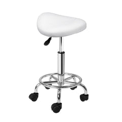 Artiss Saddle Salon Stool White PU Swivel Barber Hair Dress Chair Hydraulic Lift Furniture > Bar Stools & Chairs SALON-B-ERG-WH Online Furniture