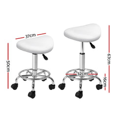 Artiss Saddle Salon Stool White PU Swivel Barber Hair Dress Chair Hydraulic Lift Furniture > Bar Stools & Chairs SALON-B-ERG-WH Online Furniture