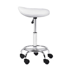 Artiss Saddle Salon Stool White PU Swivel Barber Hair Dress Chair Hydraulic Lift Furniture > Bar Stools & Chairs SALON-B-ERG-WH Online Furniture