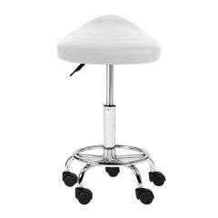 Artiss Saddle Salon Stool White PU Swivel Barber Hair Dress Chair Hydraulic Lift Furniture > Bar Stools & Chairs SALON-B-ERG-WH Online Furniture