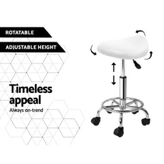 Artiss Saddle Salon Stool White PU Swivel Barber Hair Dress Chair Hydraulic Lift Furniture > Bar Stools & Chairs SALON-B-ERG-WH Online Furniture