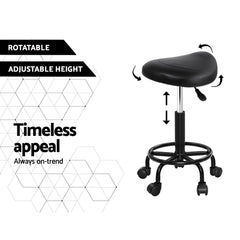 Artiss Saddle Stool Salon Chair Black Swivel Beauty Barber Hairdressing Gas Lift Furniture > Bar Stools & Chairs SALON-B-ERG-NEW-BK Online Furniture