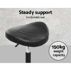 Artiss Saddle Stool Salon Chair Black Swivel Beauty Barber Hairdressing Gas Lift Furniture > Bar Stools & Chairs SALON-B-ERG-NEW-BK Online Furniture