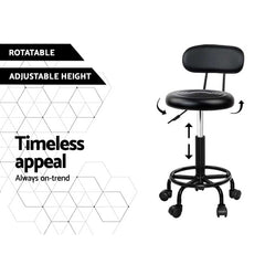 Artiss Salon Stool Swivel Chairs with Back Barber Beauty Hydralic Lift Furniture > Bar Stools & Chairs SALON-B-4128-NEW-BK Online Furniture