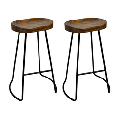 Artiss Set of 2 Backless Elm Wood Bar Stools 75cm - Black Furniture > Bar Stools & Chairs BA-TW-9090-BKX2 Online Furniture