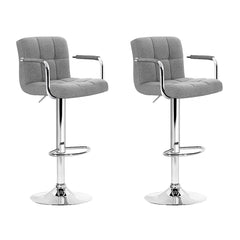 Artiss Set of 2 Bar Stools Gas lift Swivel - Steel and Grey Furniture > Bar Stools & Chairs BA-K-1055A-FABRIC-GYX2 Online Furniture