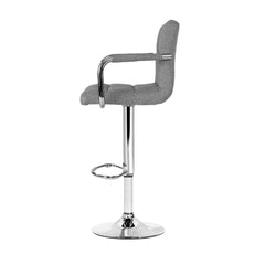 Artiss Set of 2 Bar Stools Gas lift Swivel - Steel and Grey Furniture > Bar Stools & Chairs BA-K-1055A-FABRIC-GYX2 Online Furniture