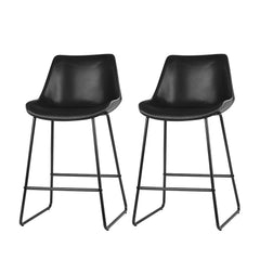 Artiss Set of 2 Bar Stools Kitchen Metal Bar Stool Dining Chairs PU Leather Black Furniture > Bar Stools & Chairs BA-TW-8068-BKX2 Online Furniture