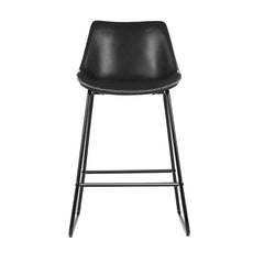 Artiss Set of 2 Bar Stools Kitchen Metal Bar Stool Dining Chairs PU Leather Black Furniture > Bar Stools & Chairs BA-TW-8068-BKX2 Online Furniture