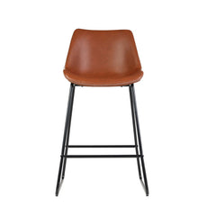 Artiss Set of 2 Bar Stools Kitchen Metal Bar Stool Dining Chairs PU Leather Brown Furniture > Bar Stools & Chairs BA-TW-8068-BRX2 Online Furniture