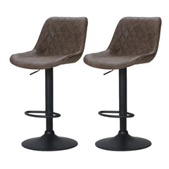 Artiss Set of 2 Bar Stools Kitchen Stool Chairs Metal Barstool Dining Chair Brown Rushal Furniture > Bar Stools & Chairs BA-K-9976-BRX2 Online Furniture