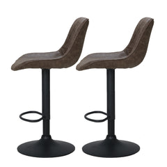 Artiss Set of 2 Bar Stools Kitchen Stool Chairs Metal Barstool Dining Chair Brown Rushal Furniture > Bar Stools & Chairs BA-K-9976-BRX2 Online Furniture