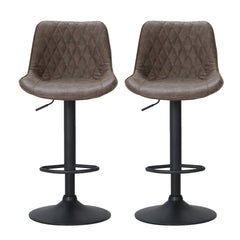 Artiss Set of 2 Bar Stools Kitchen Stool Chairs Metal Barstool Dining Chair Brown Rushal Furniture > Bar Stools & Chairs BA-K-9976-BRX2 Online Furniture