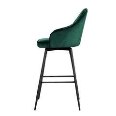 Artiss Set of 2 Bar Stools Kitchen Stool Dining Chairs Velvet Chair Barstool Green Mesial Furniture > Bar Stools & Chairs BA-K-9969-GNX2 Online Furniture