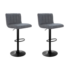 Artiss Set of 2 Bar Stools PU Leather Line Style - Grey Furniture > Bar Stools & Chairs BA-K-7228-GYX2 Online Furniture