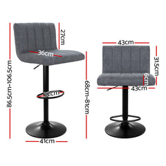 Artiss Set of 2 Bar Stools PU Leather Line Style - Grey Furniture > Bar Stools & Chairs BA-K-7228-GYX2 Online Furniture