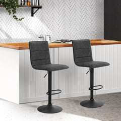 Artiss Set of 2 Bar Stools PU Leather Smooth Line Style - Grey and Black Furniture > Bar Stools & Chairs BA-K-7231-GYX2 Online Furniture