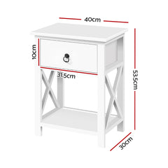 Artiss Set of 2 Bedside Tables Drawers Side Table Nightstand Lamp Chest Unit Cabinet Furniture > Bedroom DRESS-D-BS-1DX2 Online Furniture