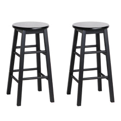 Artiss Set of 2 Beech Wood Backless Bar Stools - Black Furniture > Bar Stools & Chairs BA-G-7033-BKX2 Online Furniture