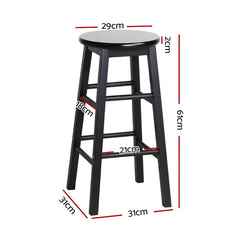 Artiss Set of 2 Beech Wood Backless Bar Stools - Black Furniture > Bar Stools & Chairs BA-G-7033-BKX2 Online Furniture