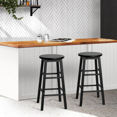 Artiss Set of 2 Beech Wood Backless Bar Stools - Black Furniture > Bar Stools & Chairs BA-G-7033-BKX2 Online Furniture