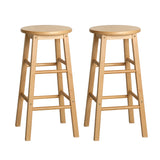 Artiss Set of 2 Beech Wood Backless Bar Stools - Natural