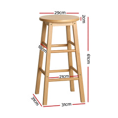 Artiss Set of 2 Beech Wood Backless Bar Stools - Natural Furniture > Bar Stools & Chairs BA-G-7033-NTX2 Online Furniture